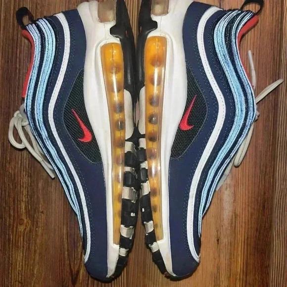 Nike Air Max 97 Midnight Navy Habanero Red 921522-402 size 5 Y= Women’s 6.5 - Picture 7 of 10